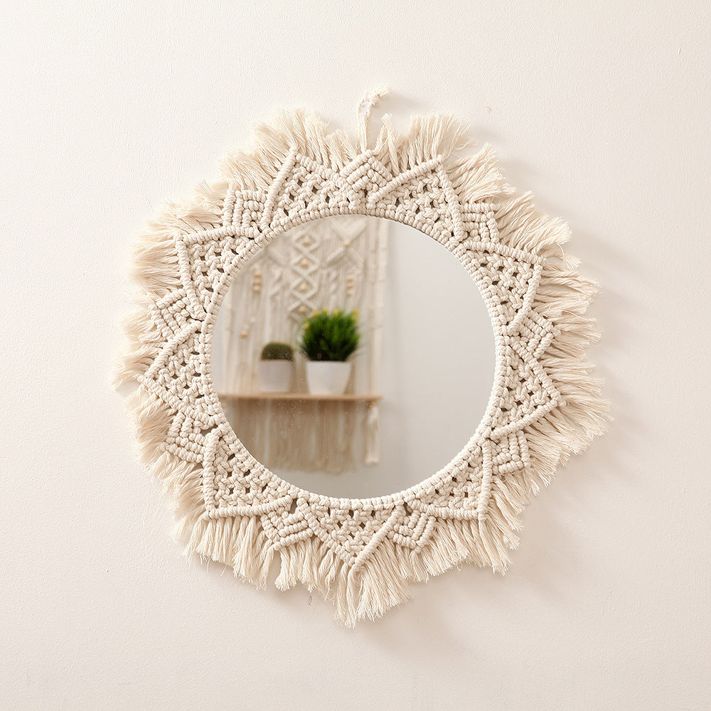 Macrame Decorative Round Wall Mirror Stornfield