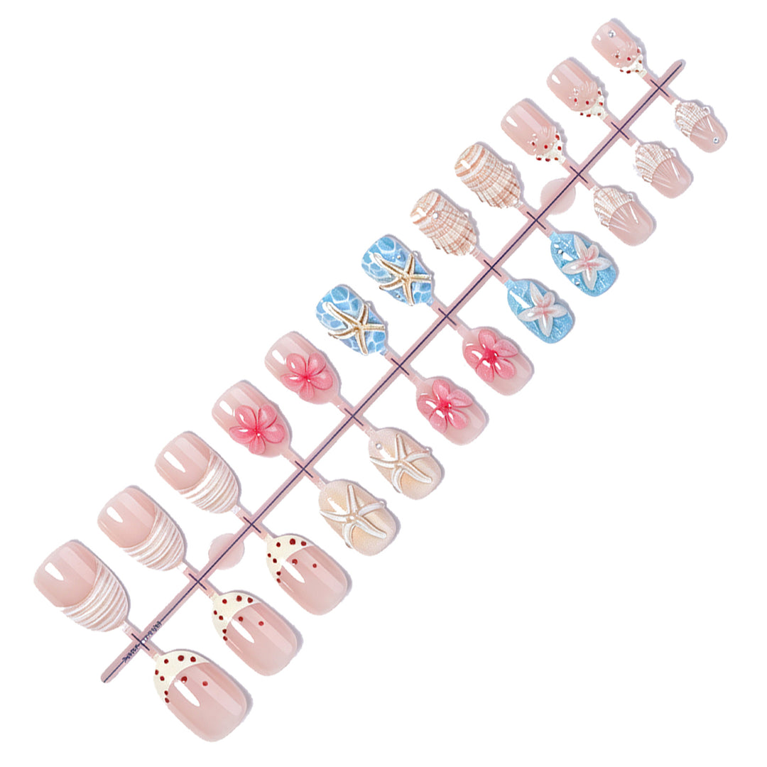 Coastal-Themed Press-On Nail Art Set Stornfield