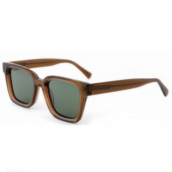 Ladies' Fashionable Square Sunglasses with Transparent Plastic Frame and Polarized Lenses Stornfield