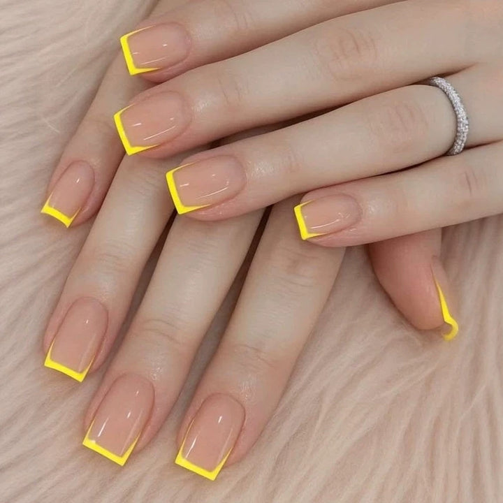 Nail set with modern French tips and striking neon accents Stornfield