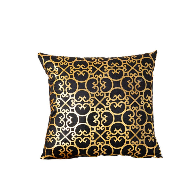 Luxe Satin-Feel Metallic Foil Geometric Square Throw Pillow Cover with Concealed Zipper