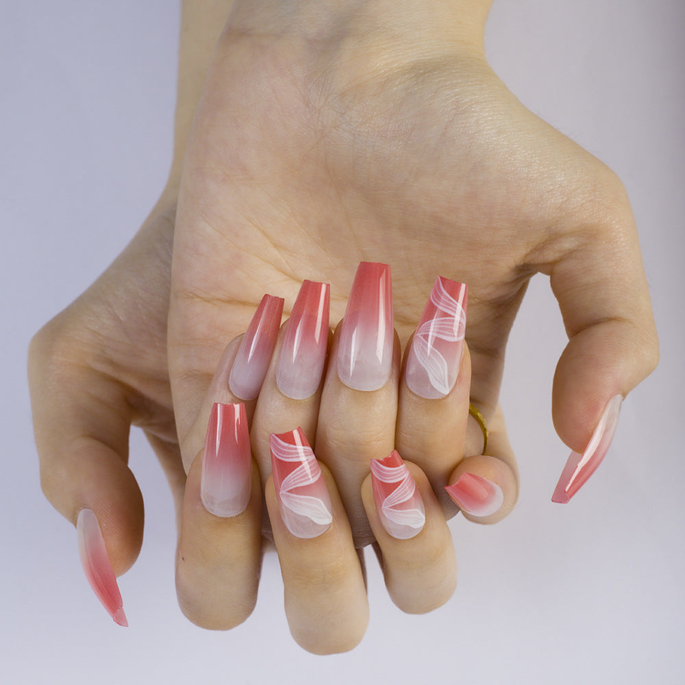 Artificial nails with elegant ombre and marble effects Stornfield