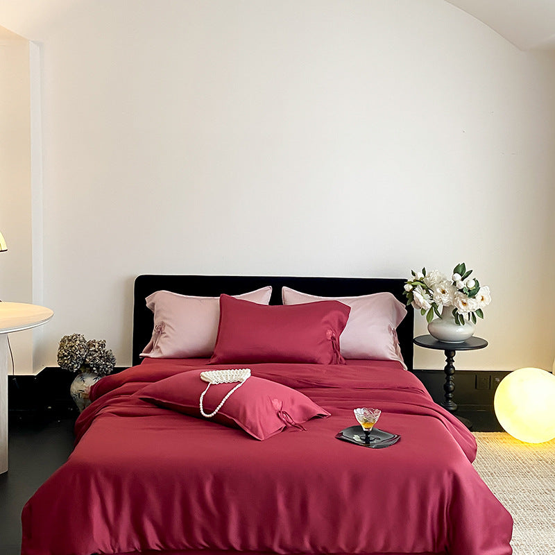 Luxury Satin Bedding Set with Duvet Cover Pillowcases and Fitted Sheet