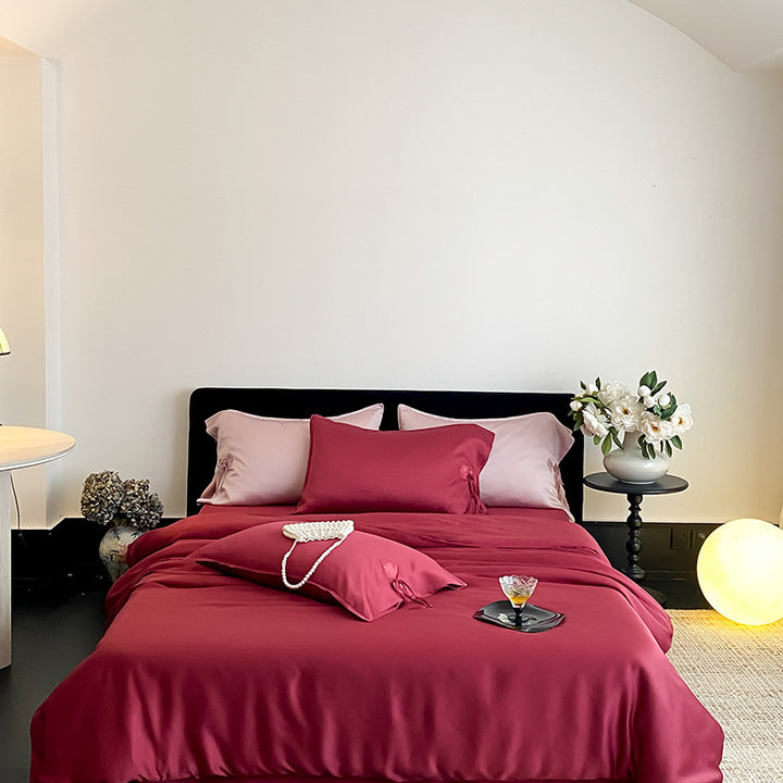 Luxury Satin Bedding Set with Duvet Cover Pillowcases and Fitted Sheet