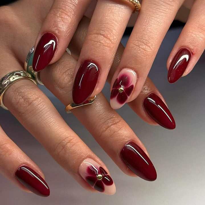 Elegant Floral Bow Press-On Nail Tips Stornfield