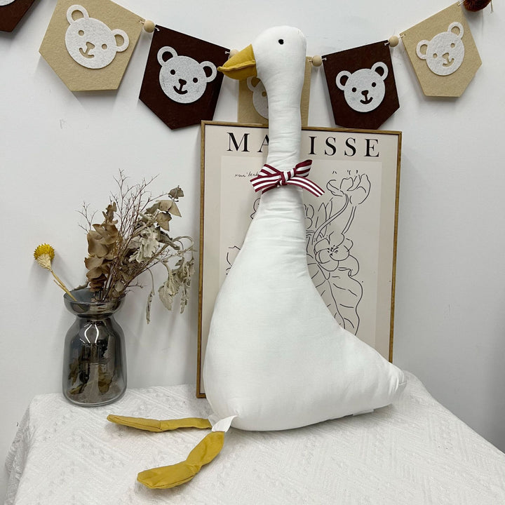 Long-Leg Organic Linen Bunny Doll with Embroidered Carrot Overalls
