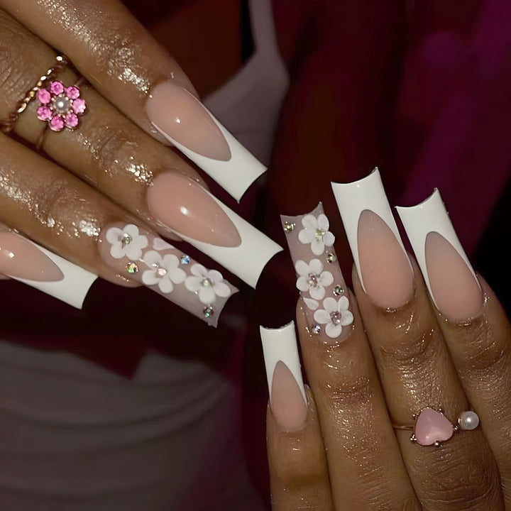 Floral Embellished Stiletto Press-On Nails Stornfield