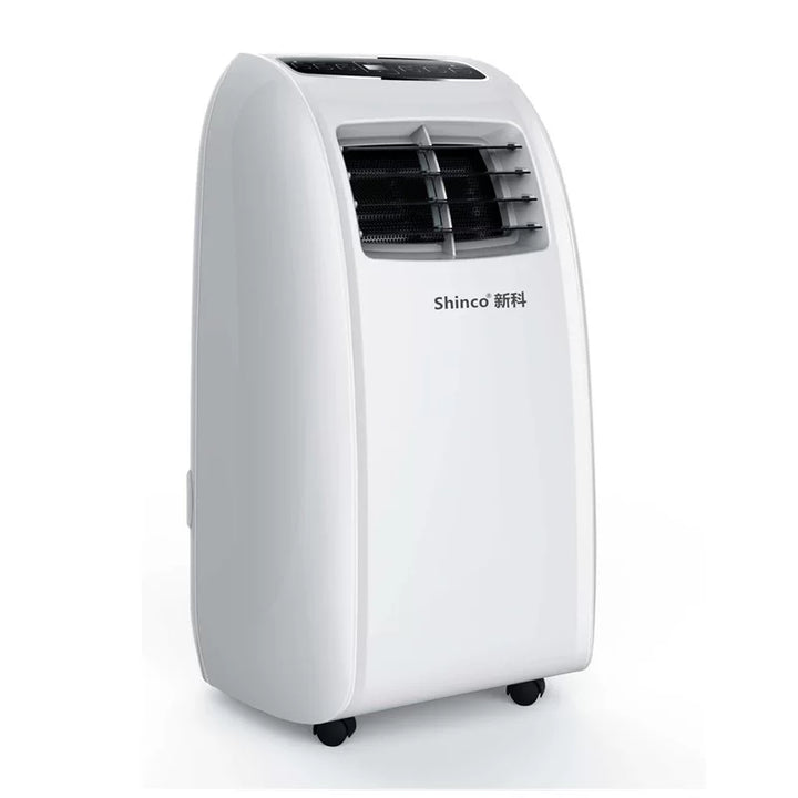 Unisex one size ventilated single tube portable refrigerant air conditioner with top mounted digital control, dehumidifier, automatic oscillating louvers and wheels Stornfield
