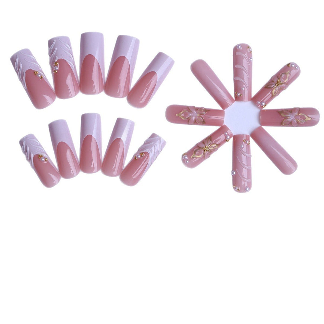 Acrylic nails with luxurious flower design and elegant accents Stornfield