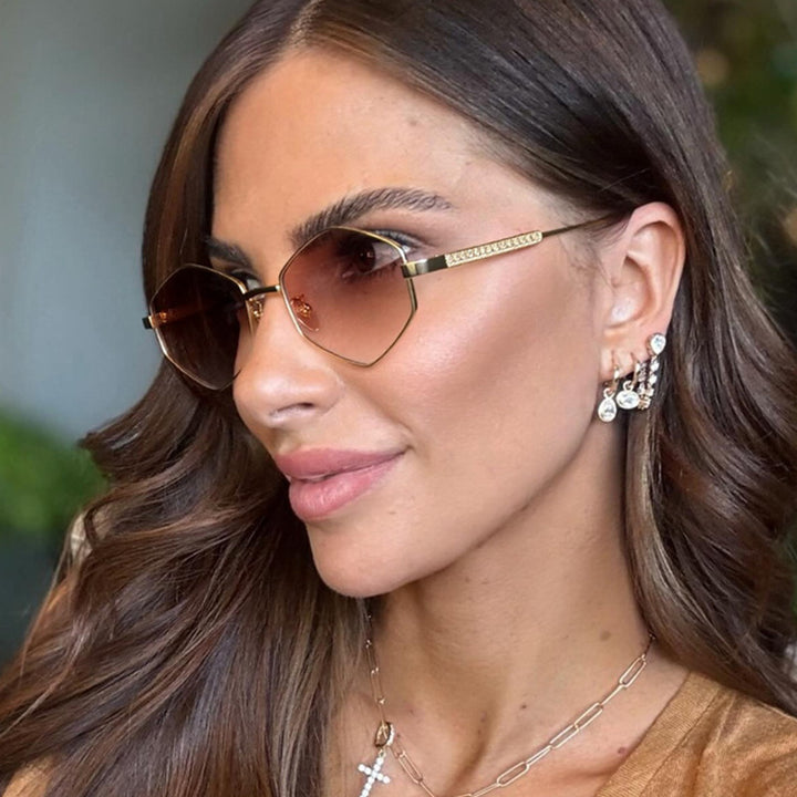 Women's hexagonal sunglasses with elegant metal accents and UV protection Stornfield