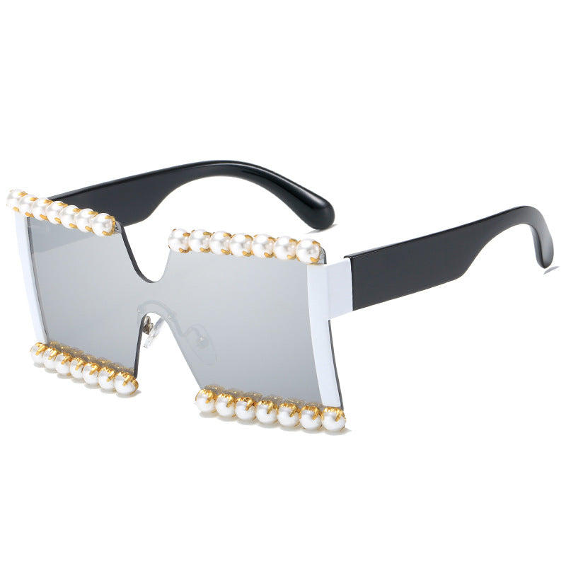 Ladies extravagant rectangular sunglasses with pearl decoration and UV protection Stornfield