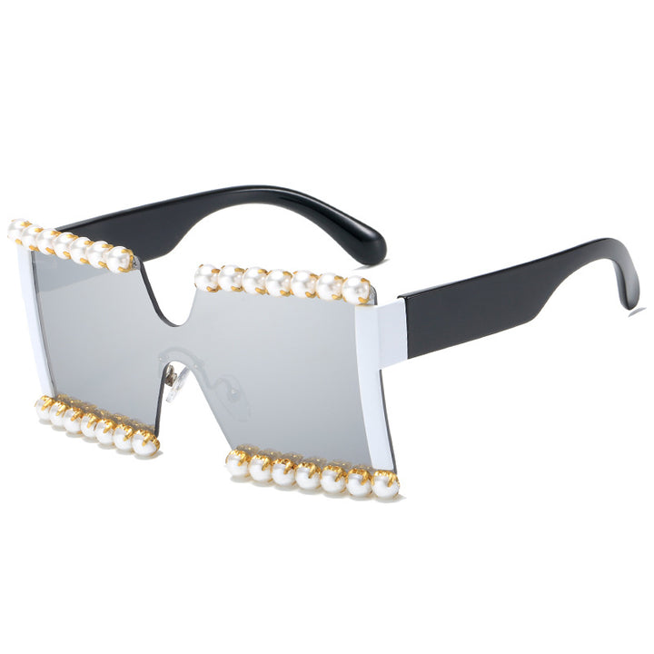 Ladies extravagant rectangular sunglasses with pearl decoration and UV protection Stornfield