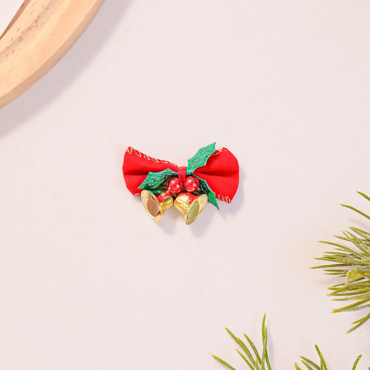 Festive hair bow with bells and Christmas motif Stornfield