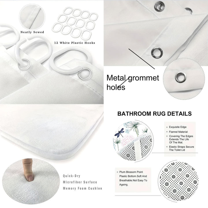 Artistic Dragonfly-Themed Four-Piece Digital Bathroom Set Stornfield