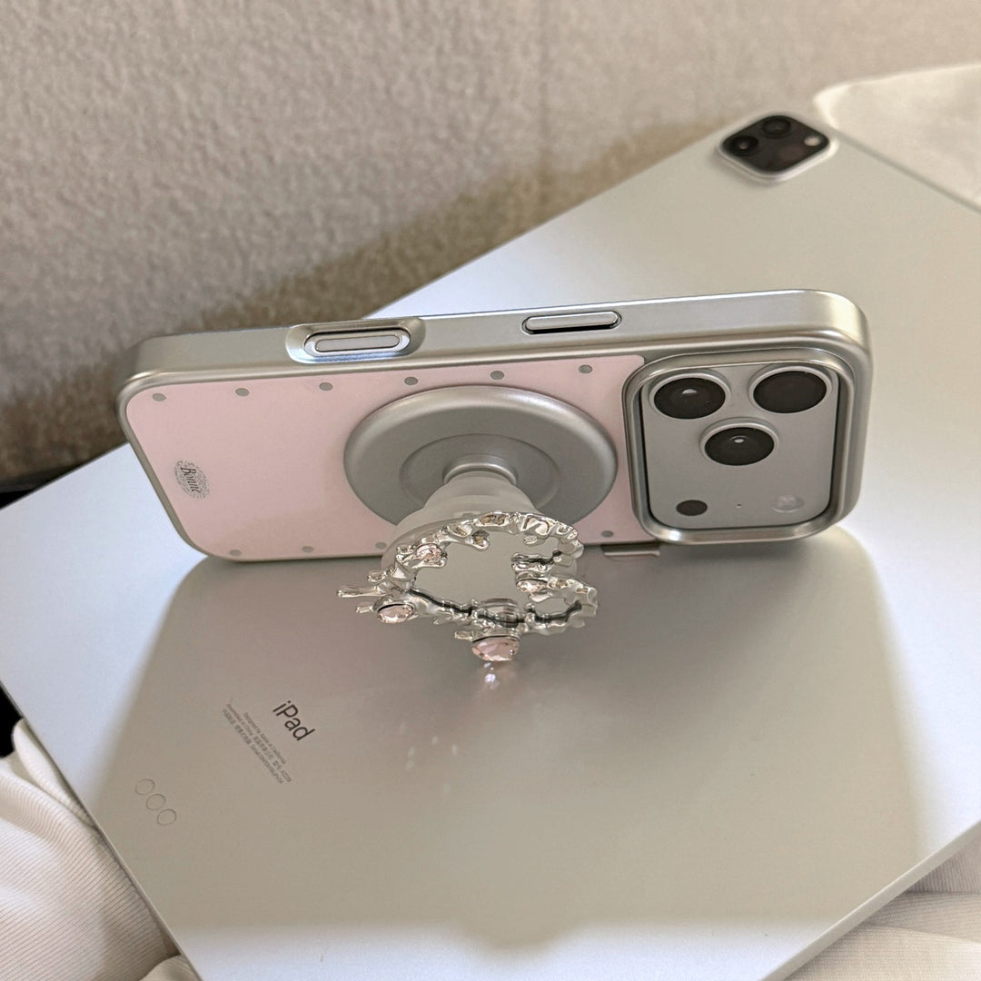 Heart-shaped hand mirror with elegant crystals Stornfield