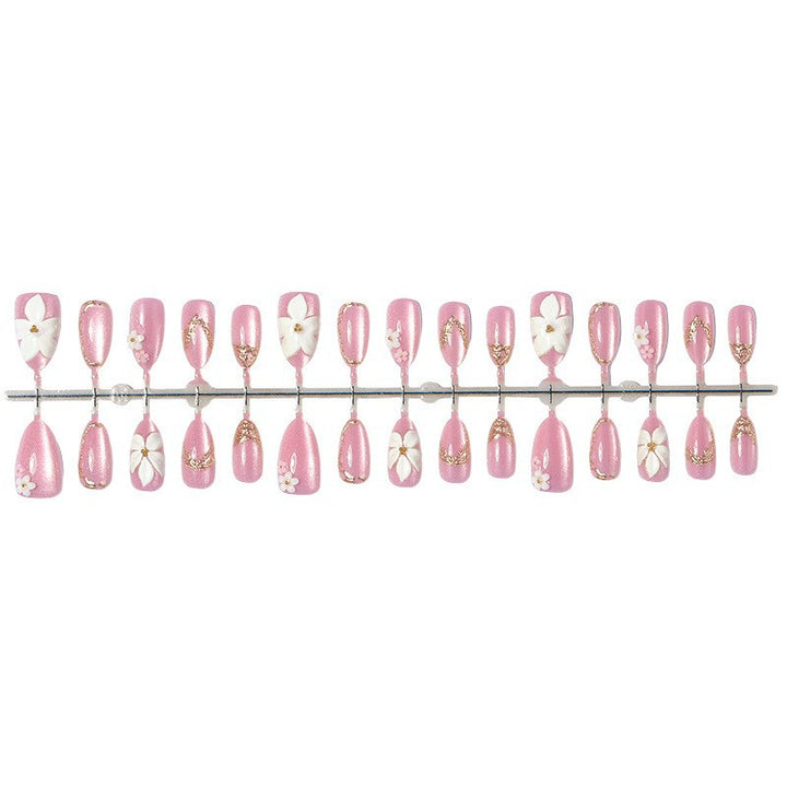 Acrylic nail set with elegant flower and glitter designs Stornfield