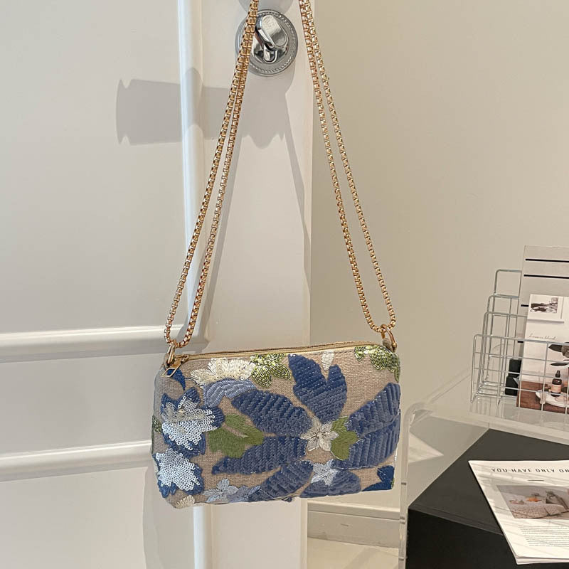 Floral Sequin Clutch Bag