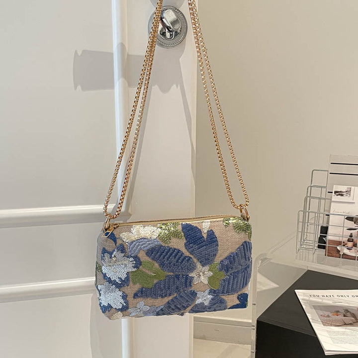 Floral Sequin Clutch Bag