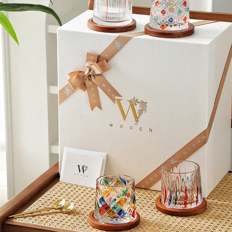 Rotating Multi Color Stained Whiskey Glass With Gift Box | Stornfield