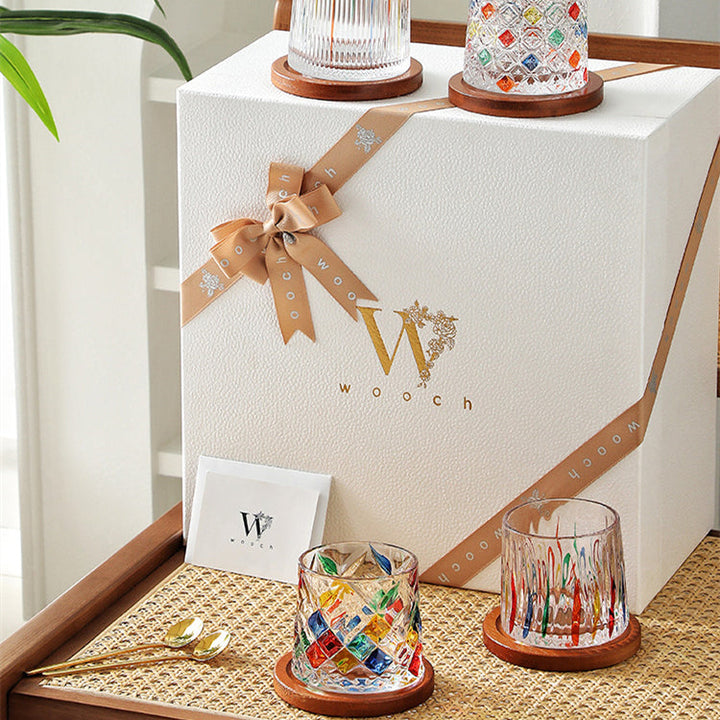 Rotating Multi Color Stained Whiskey Glass With Gift Box | Stornfield