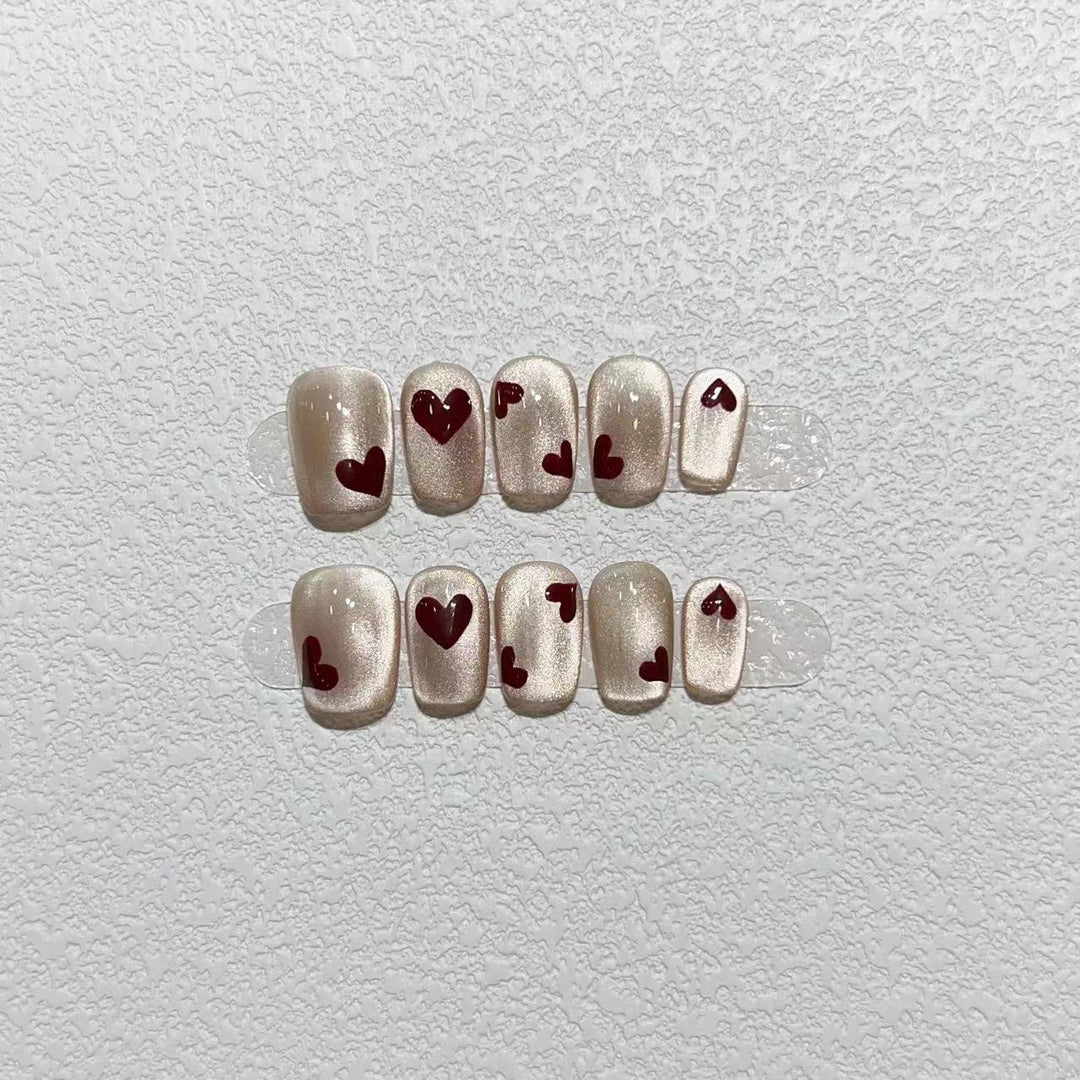 Heart-Patterned Press-On Nail Art Set Stornfield