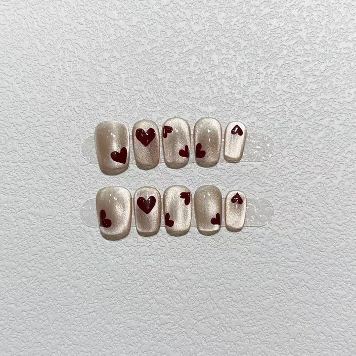 Heart-Patterned Press-On Nail Art Set Stornfield