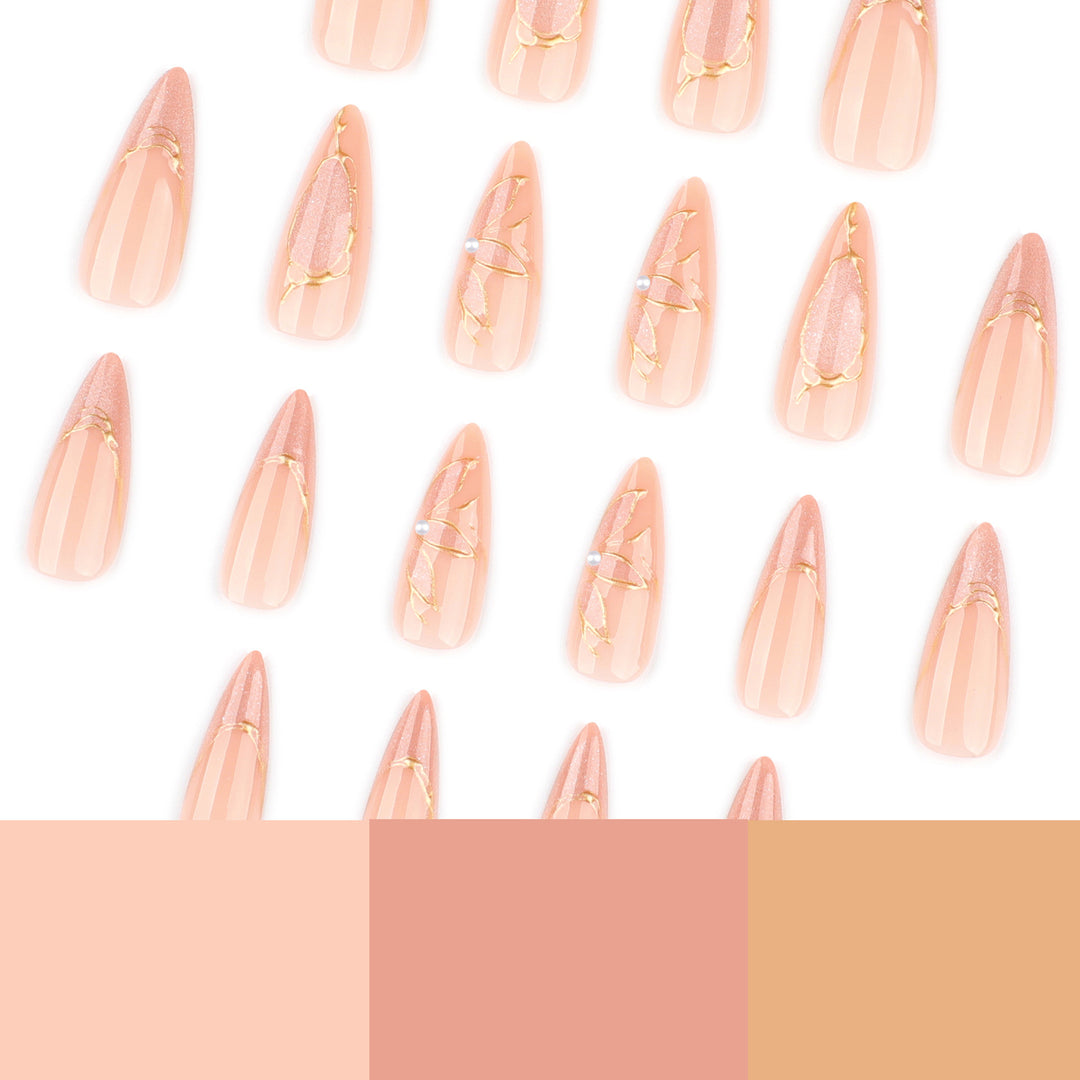 Artful Stiletto Nails with Gold Accents Stornfield