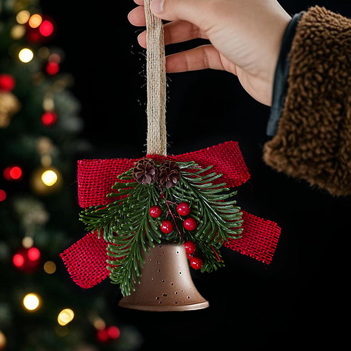 Festive Christmas bell with pine cone decoration Stornfield