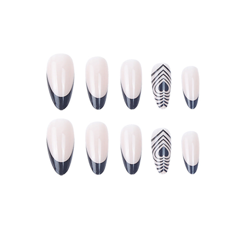 Stylish Stiletto Press-On Nails with Heart and Geometric Designs Stornfield