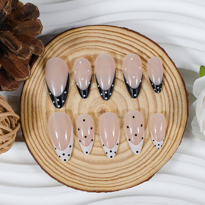 Artificial nail set with elegant dot and tip design Stornfield