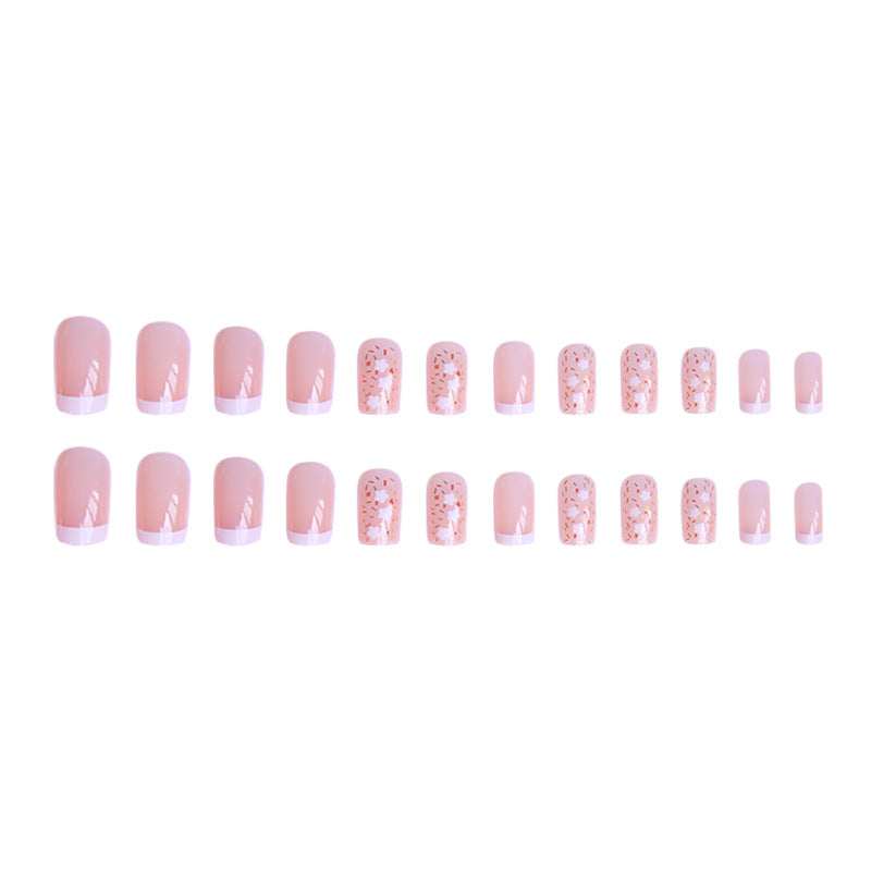 Nail art set with floral decorations and elegant French design Stornfield