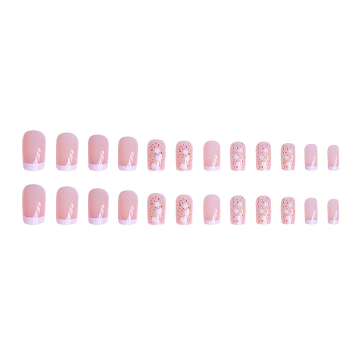 Nail art set with floral decorations and elegant French design Stornfield
