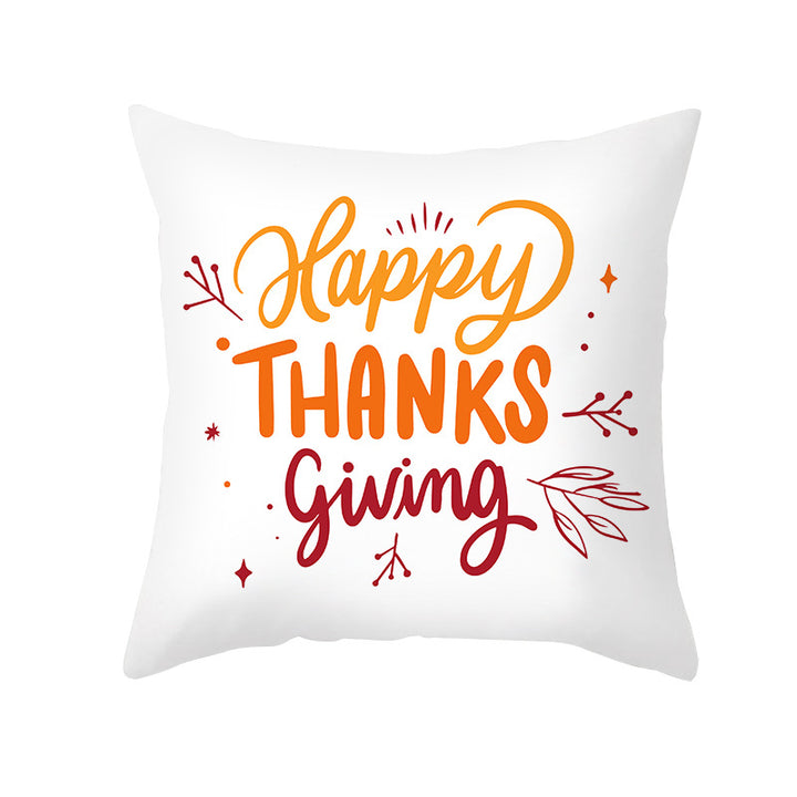 Square Removable Linen-Blend Thanksgiving Pumpkin Watercolor Throw Pillow Cover