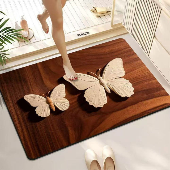 3D Butterfly Pattern Bath Mat