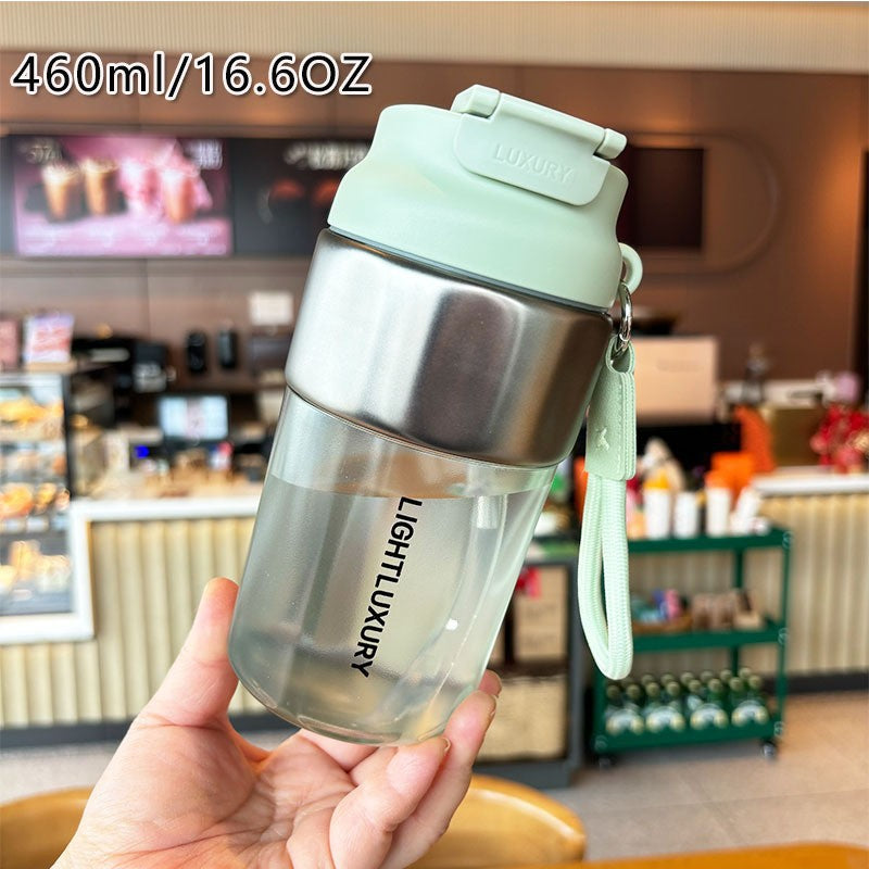 Women insulated drinking bottle with non-slip silicone ring and integrated straw Stornfield