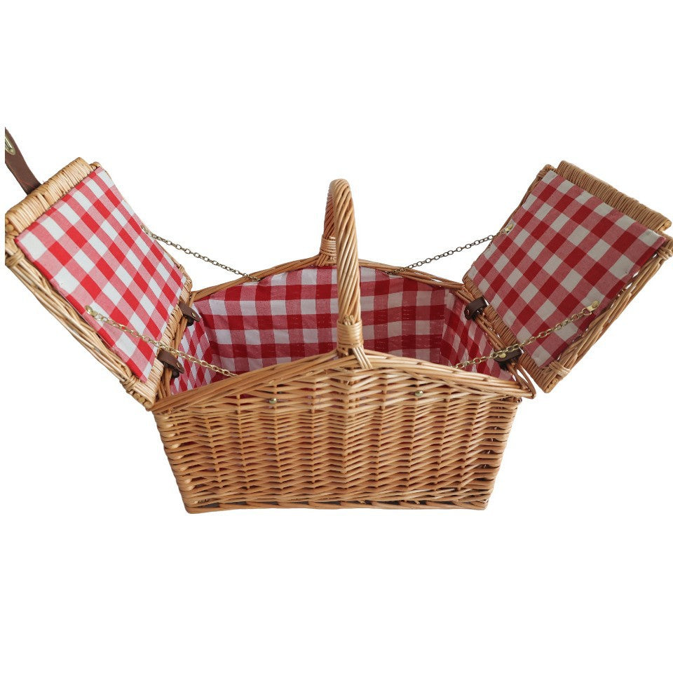 Ladies picnic basket with removable compartments and stylish checkered fabric Stornfield