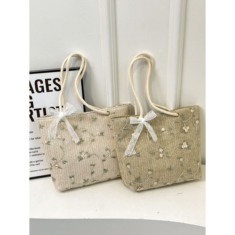 WoEmbroidered Straw Tote Bag Stornfield