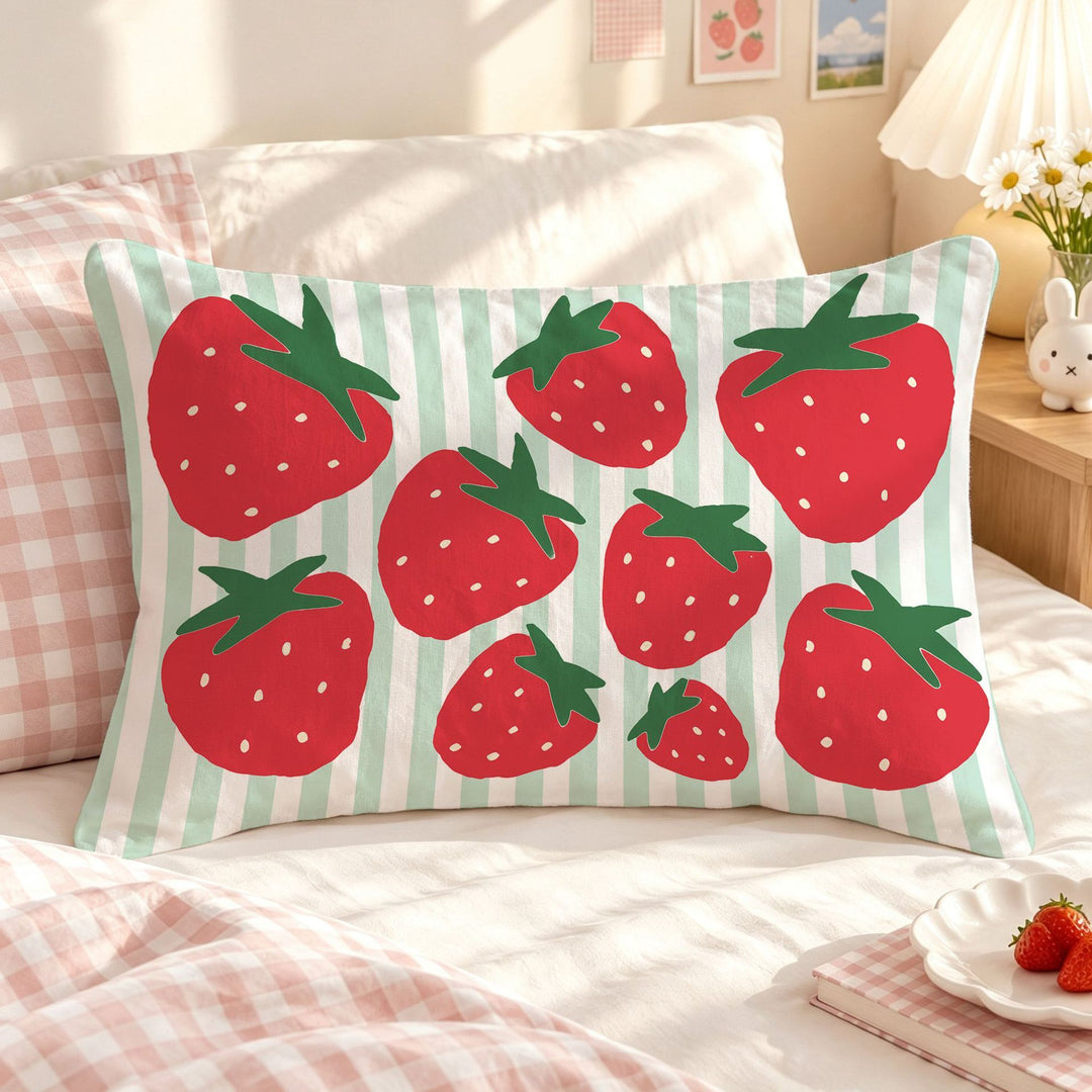 Strawberry-Themed Decorative Pillow