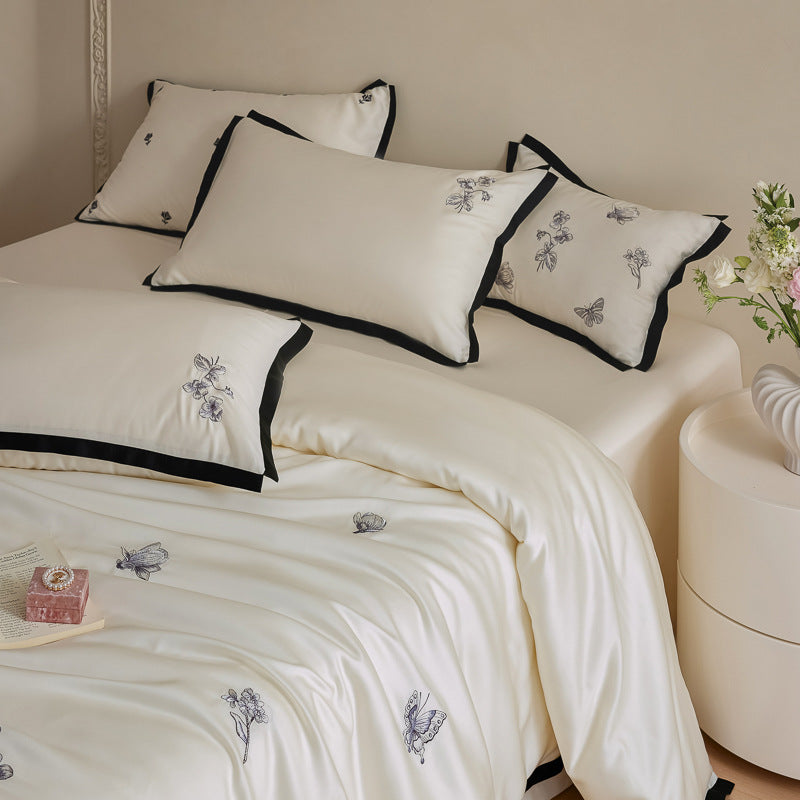 Embroidered Satin Duvet Cover Set