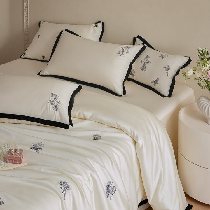 Embroidered Satin Duvet Cover Set