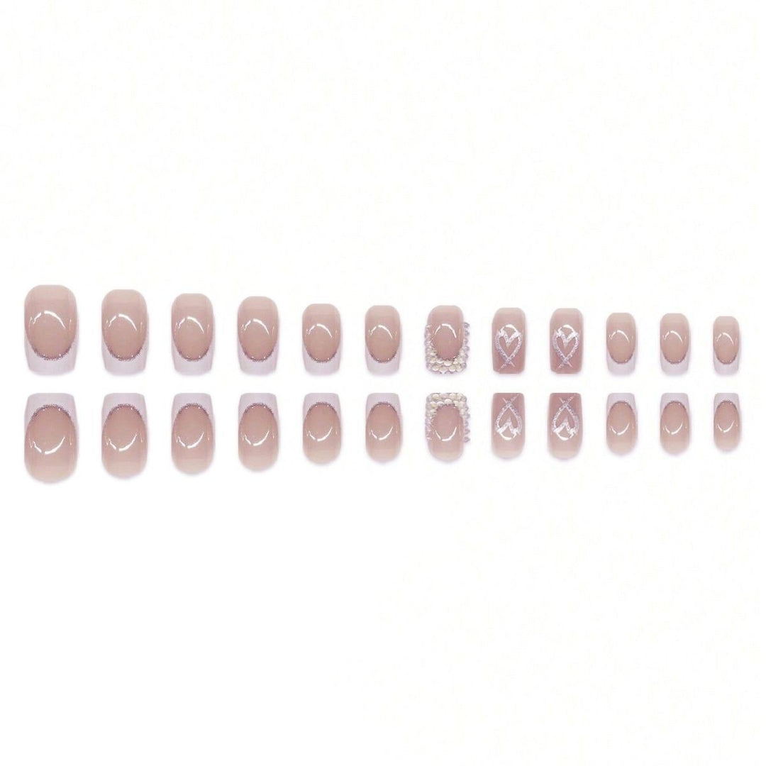 Decorative Rhinestone and Heart Design Press-On Nails Stornfield