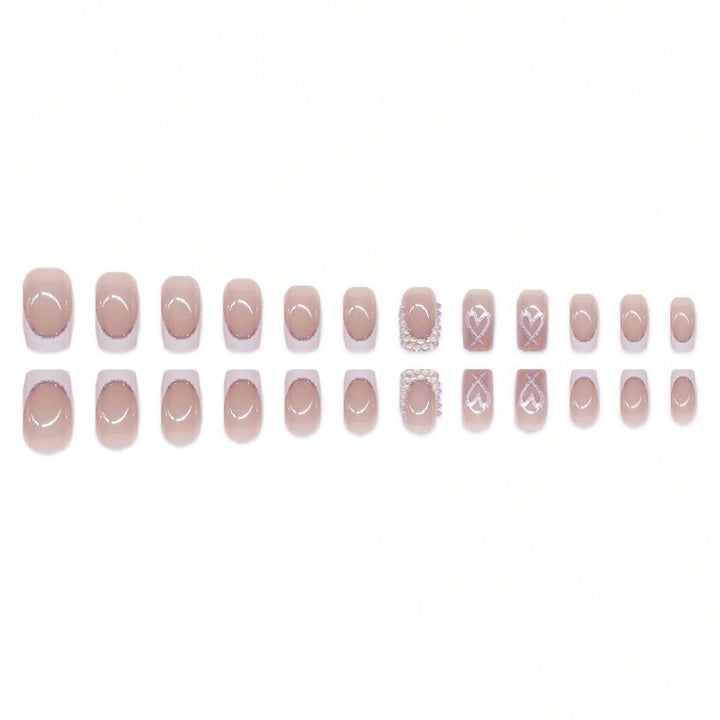 Decorative Rhinestone and Heart Design Press-On Nails Stornfield