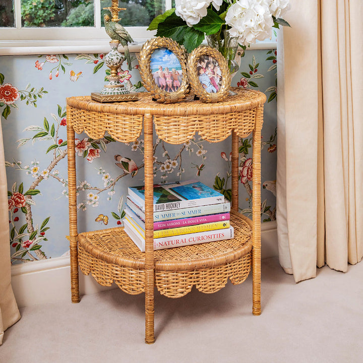 Round wicker table in vintage style Stornfield