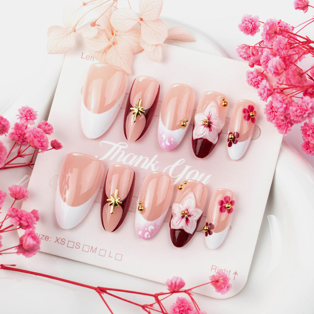Premium Floral Design Elegant Press-On Nails