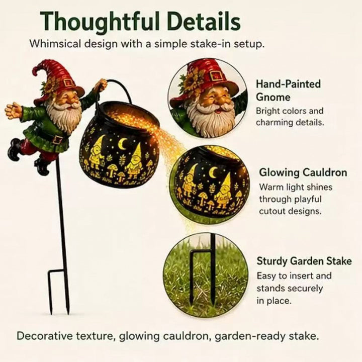 Decorative garden gnome figure with cauldron Stornfield
