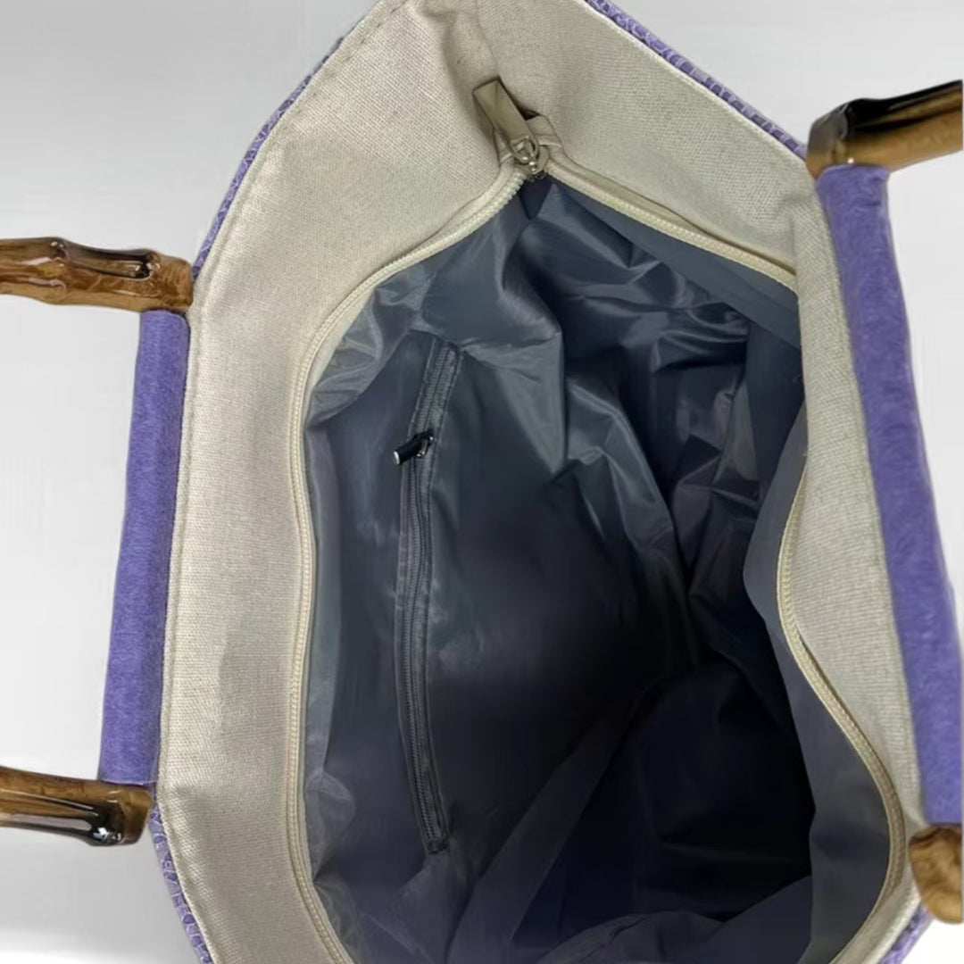 Elegant cotton bag with bamboo handles Stornfield