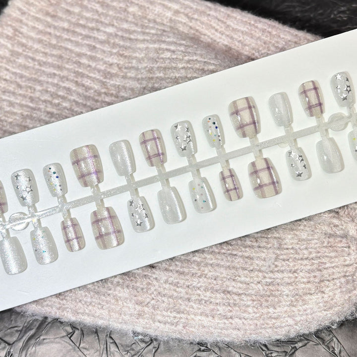 Glamorous Star-Design Press-On Nail Art Set