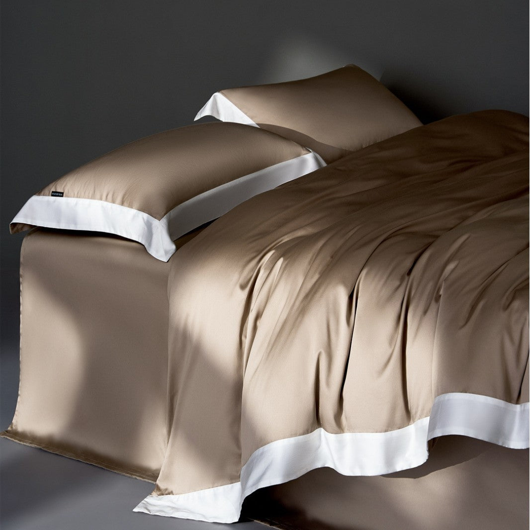 Luxury Satin Duvet Cover Set with Contrast Hem and Silk-like Finish