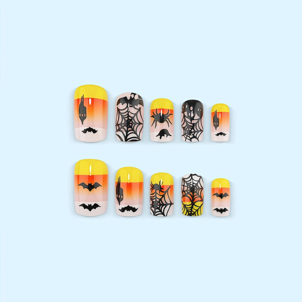 Creative Halloween-style artificial nails with spider and bat designs Stornfield
