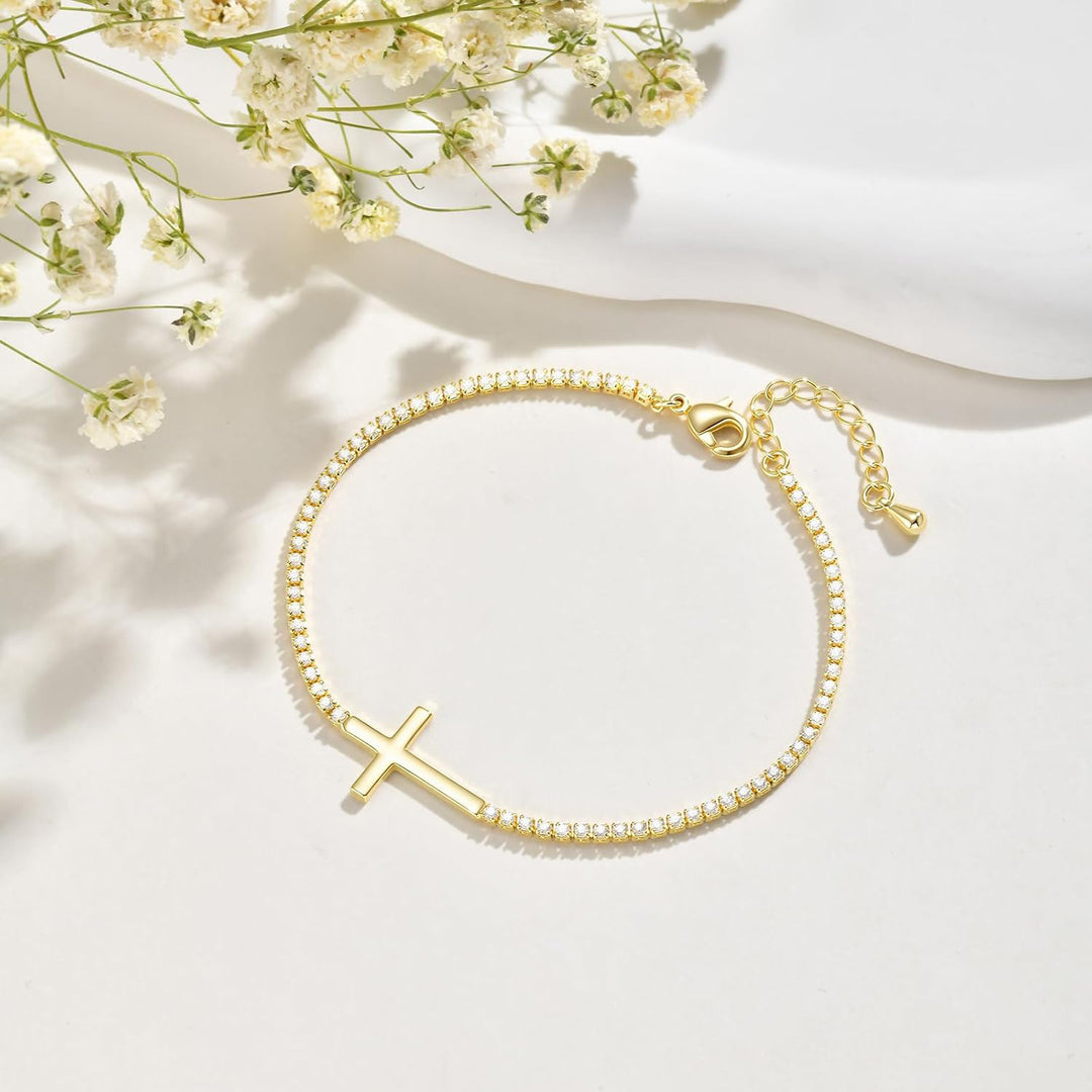 Crystal-Embellished Cross Charm Bracelet Stornfield